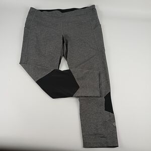 lululemon athletica Womens Gray Leggings with Black Contrast Panels